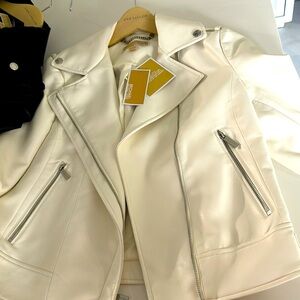 Brand new Michael Kors Vegan leather cream/whitee jacket. Size M.